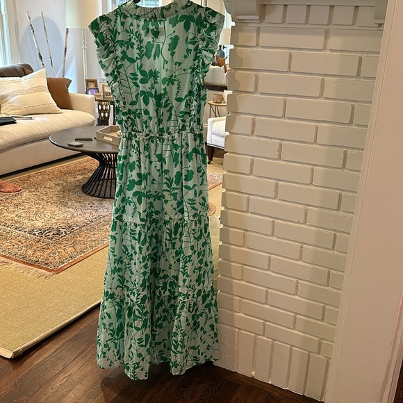 La Ligne Floral Ruffle Shoulder Sleeveless Cotton & Silk Voile Dress - Picture 5 of 6